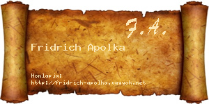 Fridrich Apolka névjegykártya